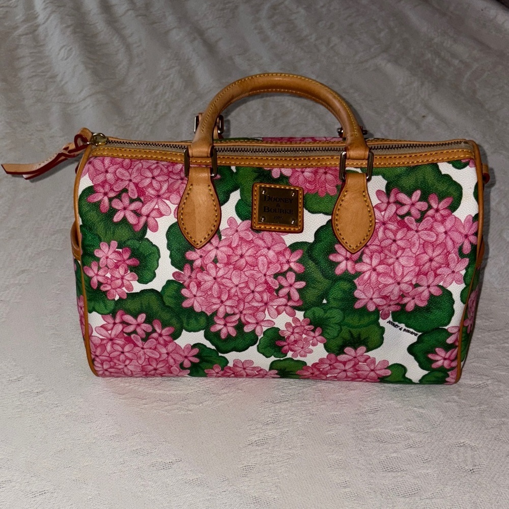 Gently Loved Satchel Bag Genuine Leather Hydrangea (NO CROSSBODY STRAP)
